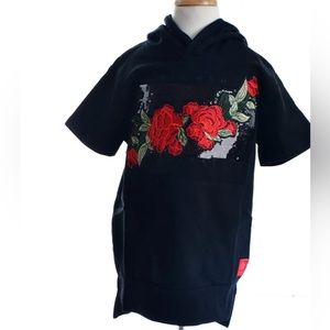 BOYS’ ROSE PATCH FRENCH TERRY HOODIE-BLACK